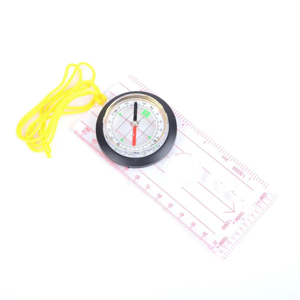 Drawing Scale Compass Folding Map Ruler - Survival Tool Buckle for Car Camping Hiking Pointing Guide