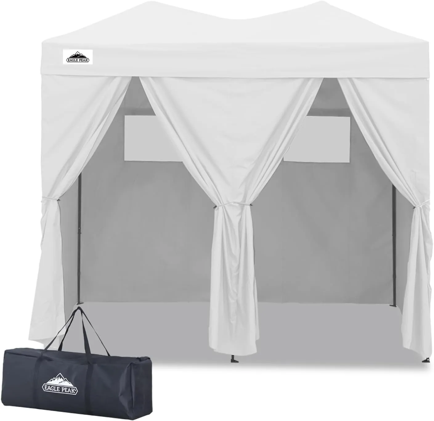 EAGLE PEAK Outdoor Changing Room 8x4, 2 Room Pop Up Portable Changing Room, Sun Shelter, Pop Up Changing Tent for Beach or Pool, Portable Dressing Room for Photoshoots (White)