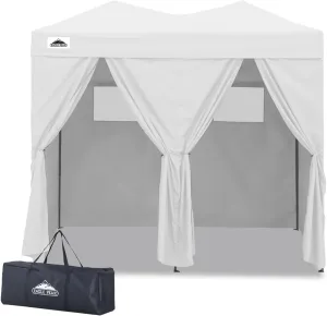 EAGLE PEAK Outdoor Changing Room 8x4, 2 Room Pop Up Portable Changing Room, Sun Shelter, Pop Up Changing Tent for Beach or Pool, Portable Dressing Room for Photoshoots (White)