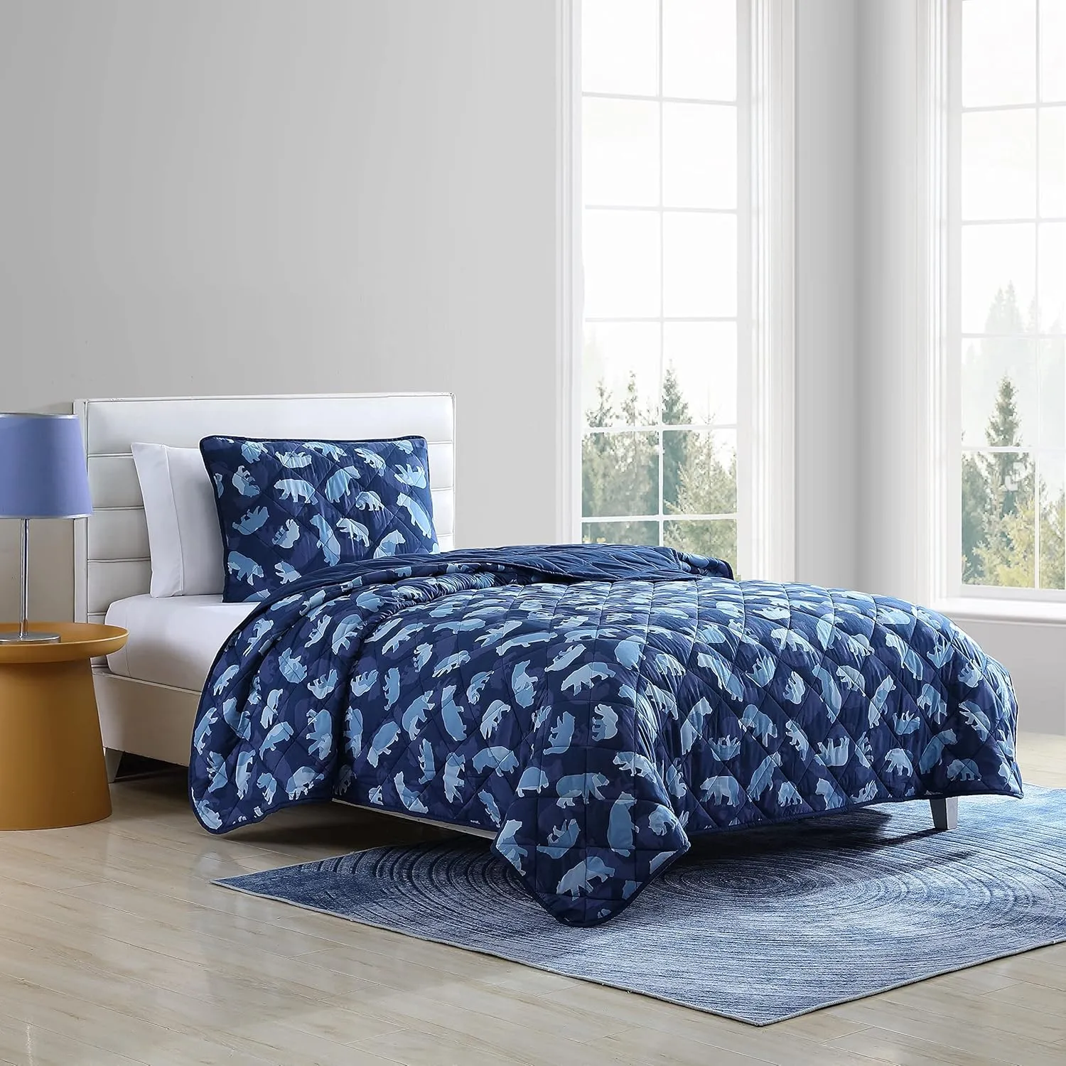 Eddie Bauer - Twin Quilt Set, Reversible Kids Bedding with Matching Sham, Ideal for Toddler Bedding Set (Camp Camo Navy, Twin)