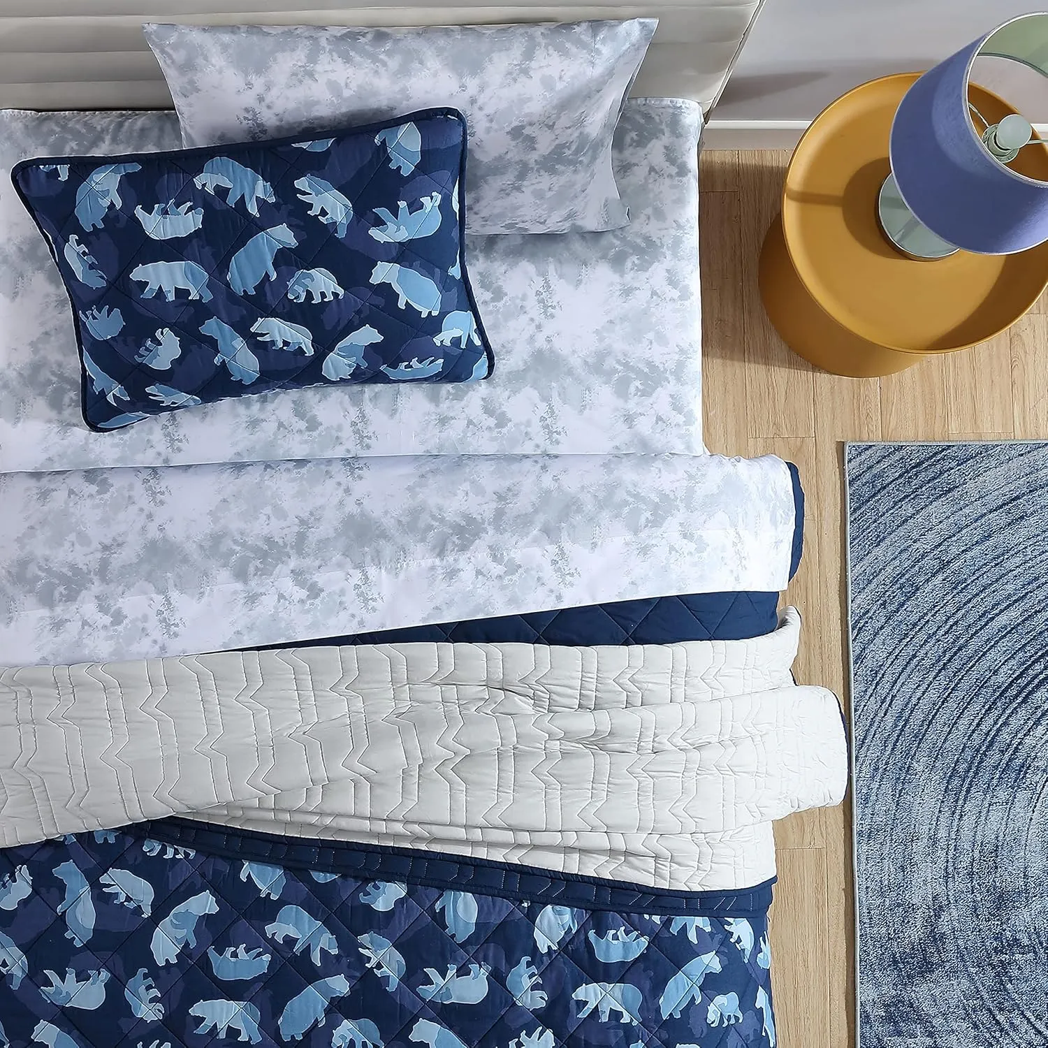 Eddie Bauer - Twin Quilt Set, Reversible Kids Bedding with Matching Sham, Ideal for Toddler Bedding Set (Camp Camo Navy, Twin)