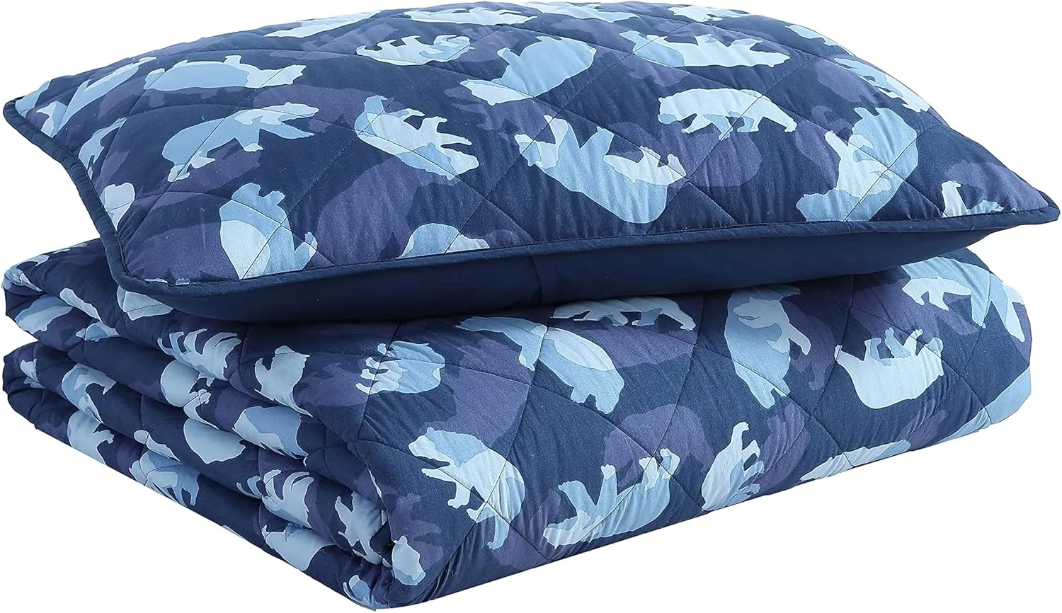 Eddie Bauer - Twin Quilt Set, Reversible Kids Bedding with Matching Sham, Ideal for Toddler Bedding Set (Camp Camo Navy, Twin)