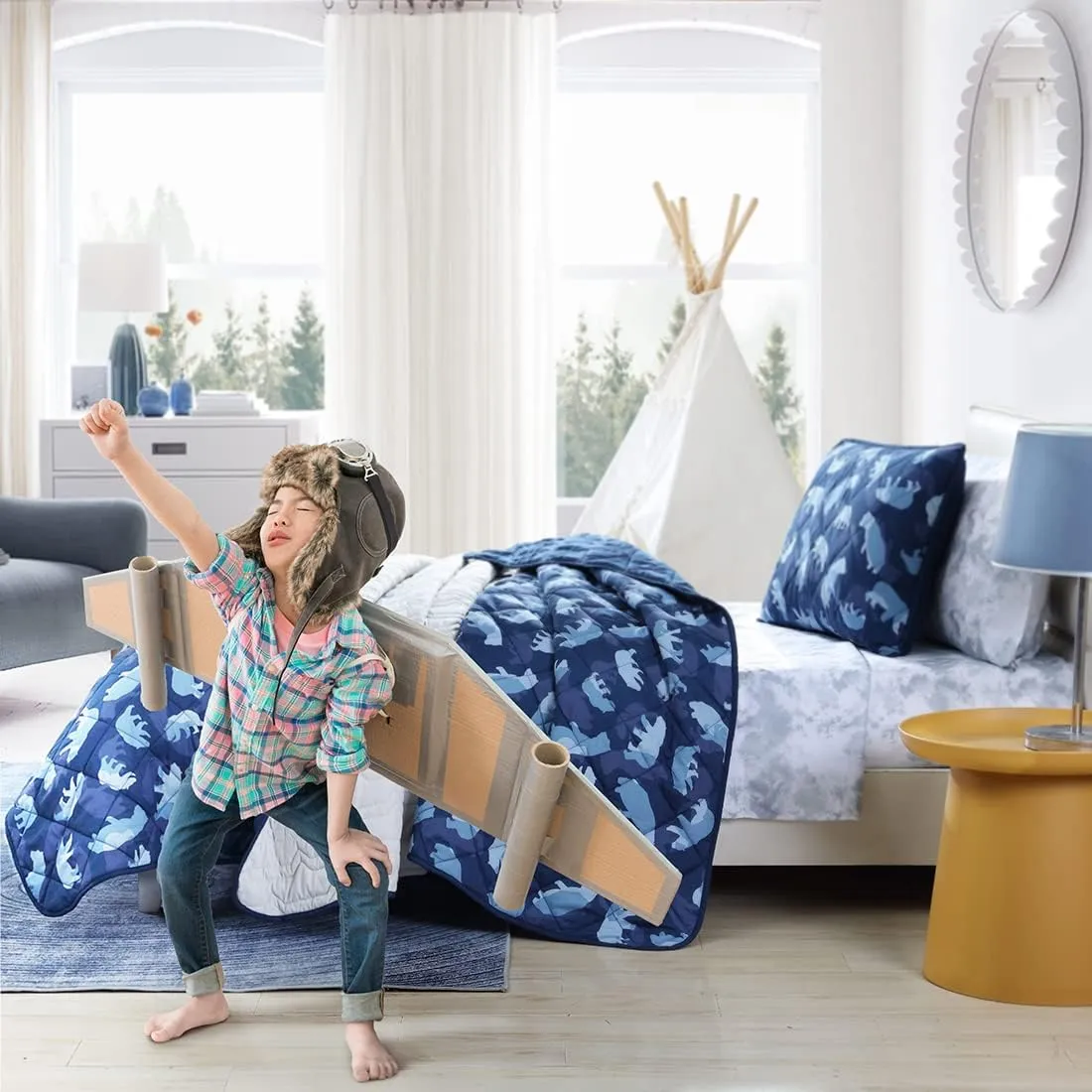 Eddie Bauer - Twin Quilt Set, Reversible Kids Bedding with Matching Sham, Ideal for Toddler Bedding Set (Camp Camo Navy, Twin)
