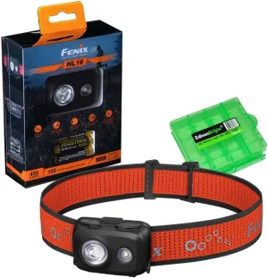 EdisonBright Fenix HL16 450 Lumen Light Weight AAA Battery powerd Hiking/Camping/Jogging headlamp Battery Carrying case (Black)