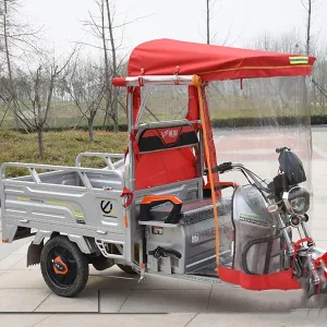 Electric Tricycle Frame Canopy, Electric Tricycle Covers, Ripstop Fabric & Windproof Frame, Reflective Sanbengzi Covers for Outside Storage (Color : Rojo, Size : 100cm/39in)