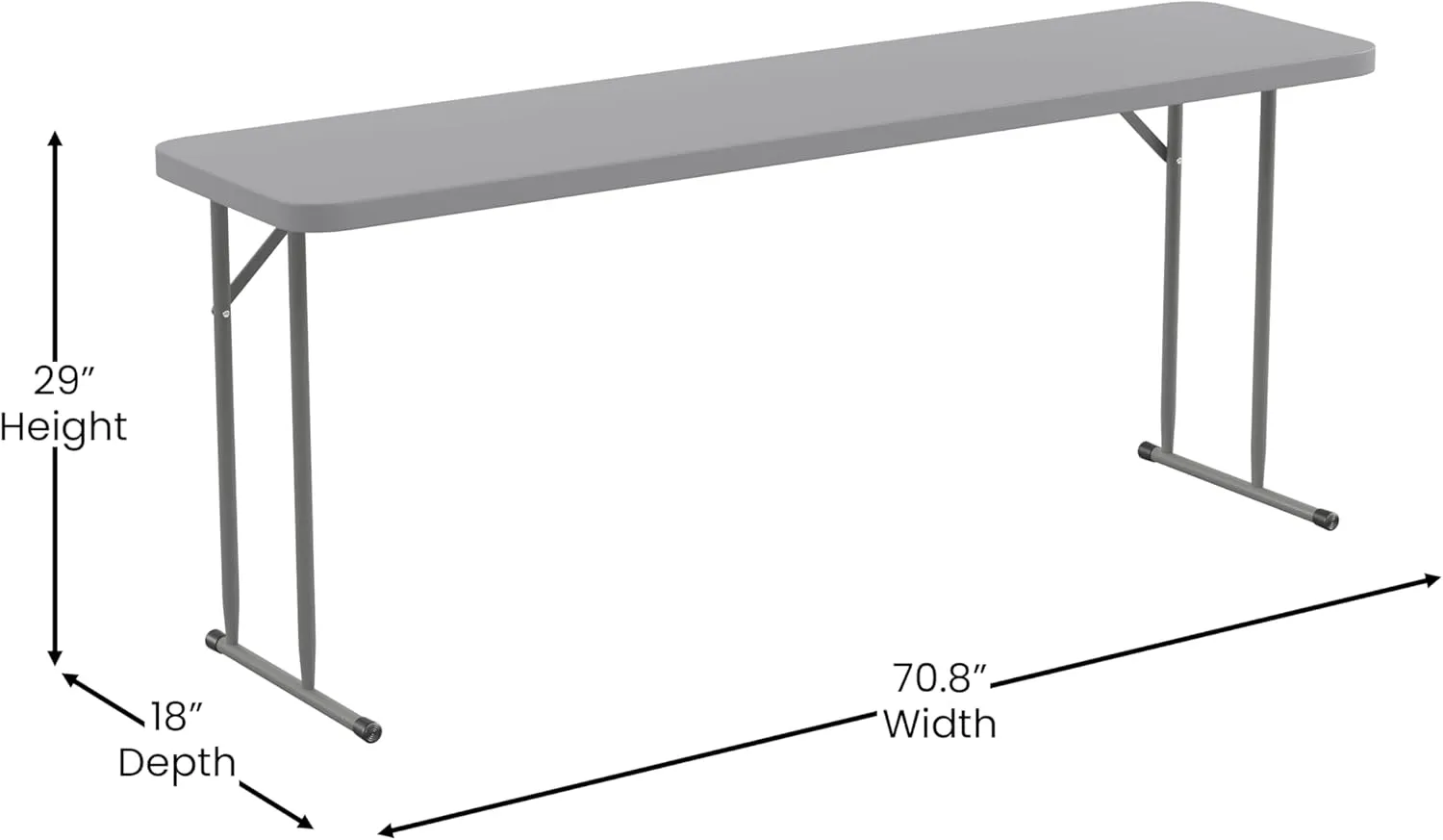 EMMA   OLIVER 6-Foot Rectangular Gray Plastic Folding Table with Locking Legs for Training or Seminars