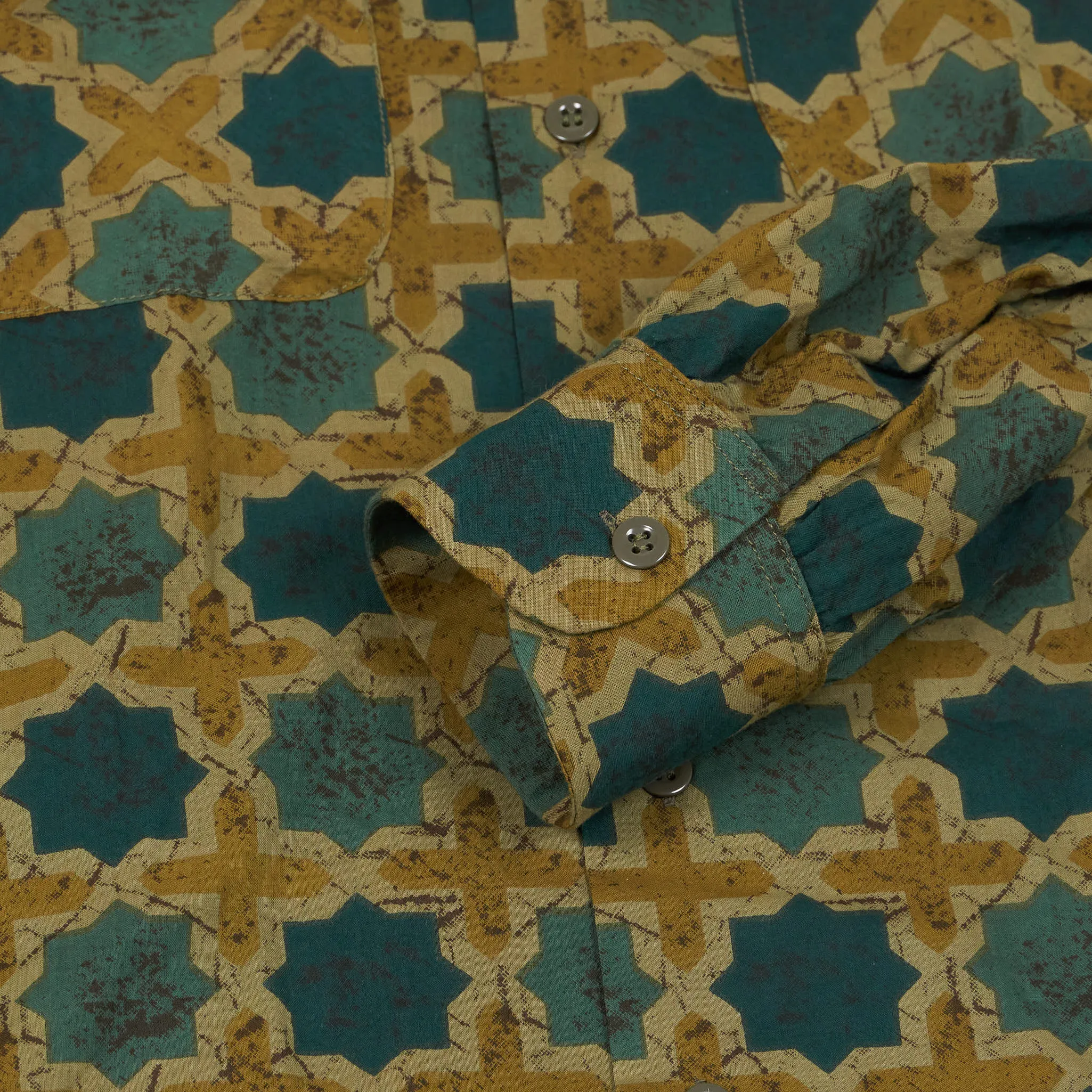 Engineered Garment Long Sleeve Camp Collar Batik Shirt