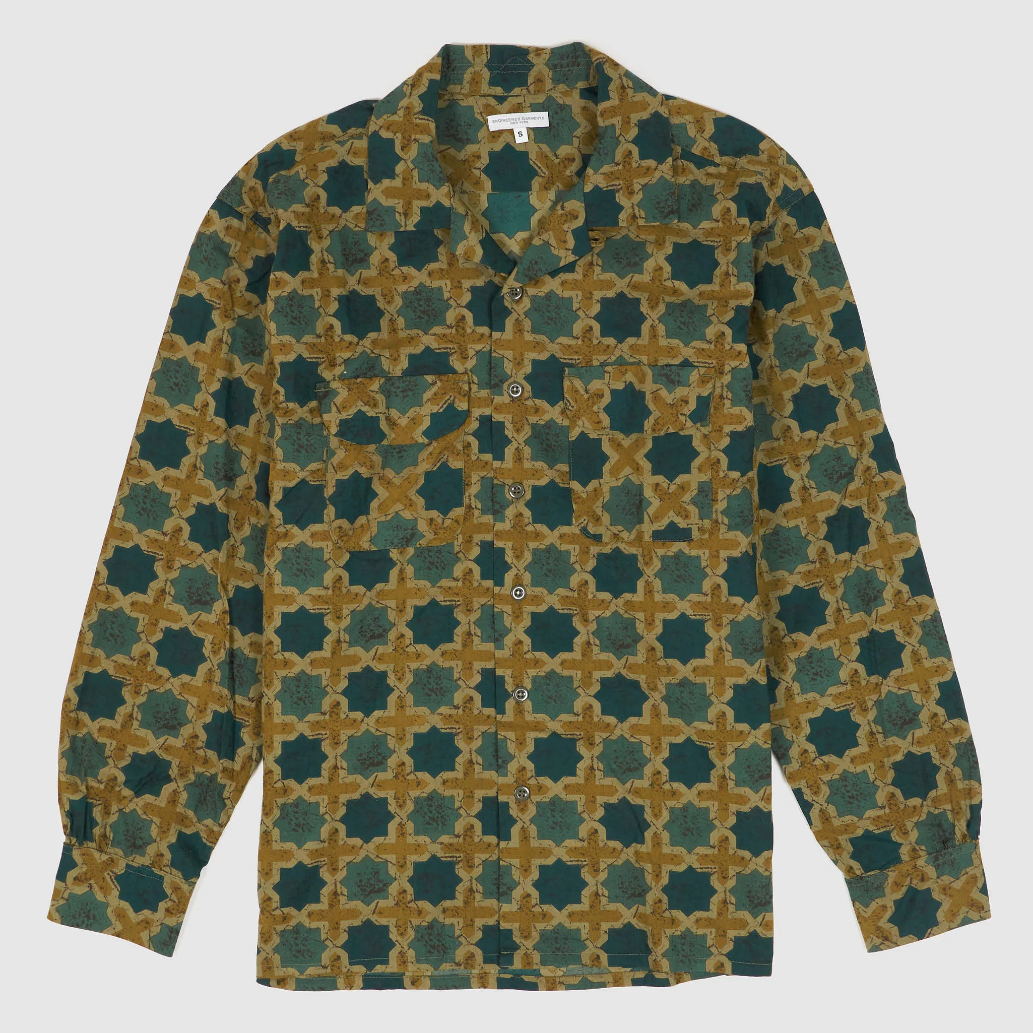 Engineered Garment Long Sleeve Camp Collar Batik Shirt