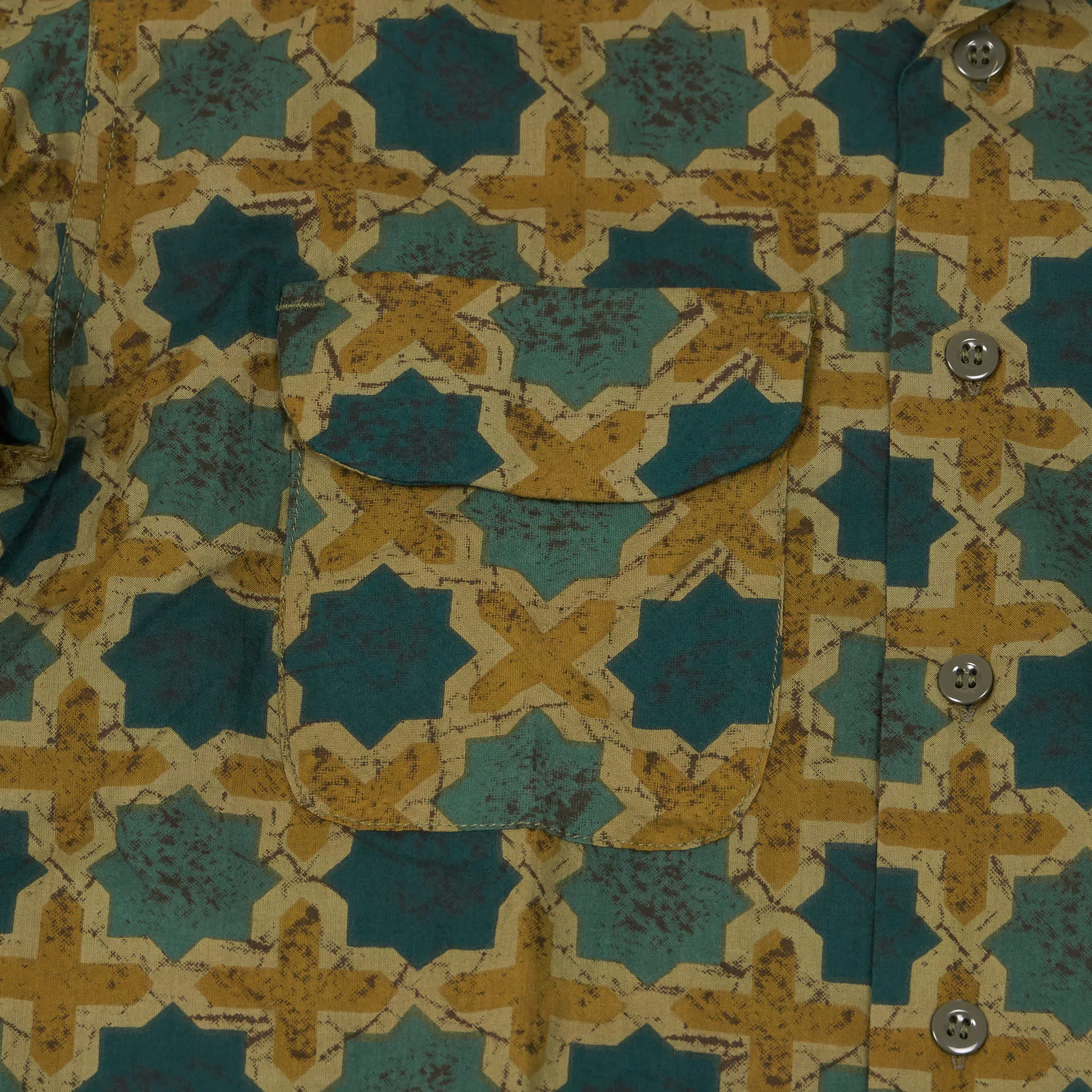 Engineered Garment Long Sleeve Camp Collar Batik Shirt