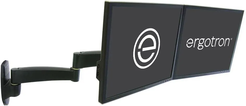 Ergotron – 200 Series Dual Monitor Arm, VESA Wall Mount – for 2 Monitors Up to 22 Inches, 0 to 13 lbs Each – Black