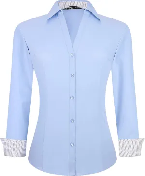 Esabel.C Womens Button Down Shirts Long Sleeve Regular Fit Stretch Work Blouse