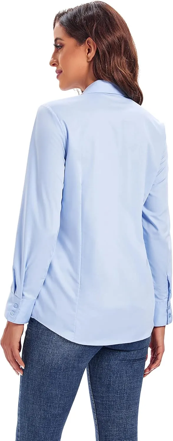 Esabel.C Womens Button Down Shirts Long Sleeve Regular Fit Stretch Work Blouse