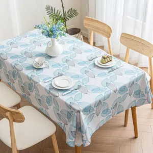 Faux Leather Rectangle Table Cloths Warm Tablecloth for Party, Camping, Picnic, Kitchen and Dining Room Table Decor (Blue Leaves, 71"X55")