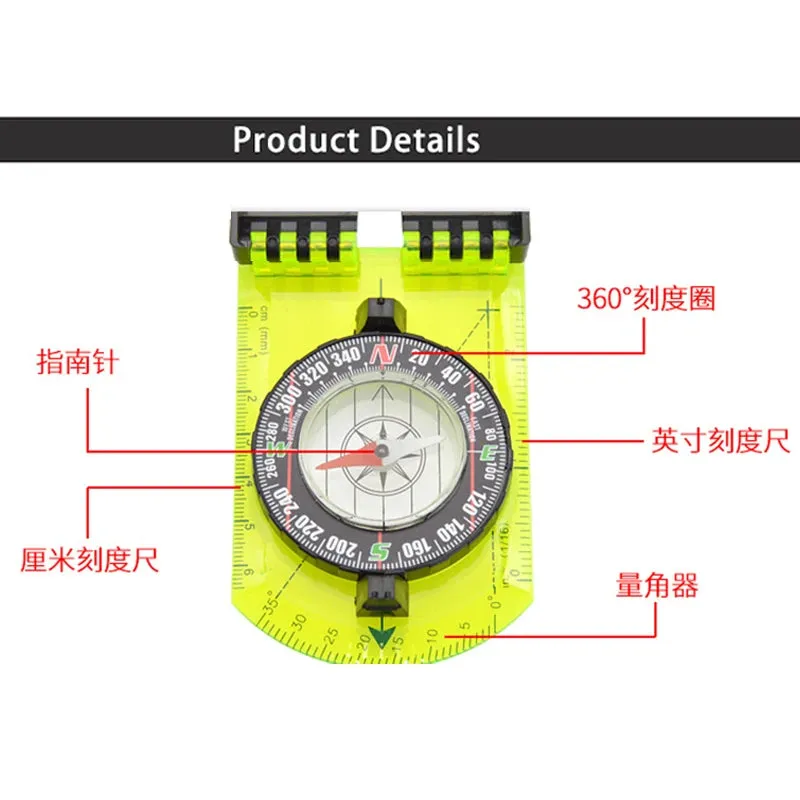 Flip Multifunctional Mirror Compass with Scale Map Ruler - Perfect for Outdoor Hiking and Camping