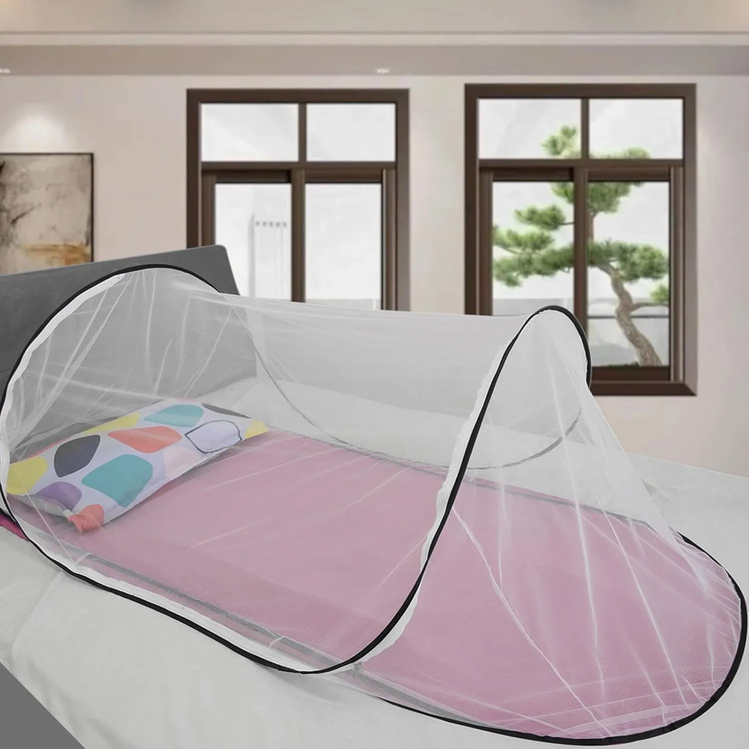 Fly Net Tent, Foldable 1 Person Mosquitoes Tent, Portable Camping Tent, Ultralight Sleeping Bag Fly Net, Mesh Travel Netting Tent for Beach Hiking Summer Outdoor Traveling, Black
