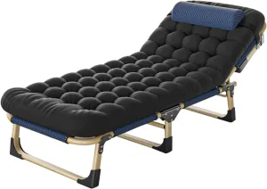 Folding Camping Cot for Adults, Adjustable Adults Reclining Chaise, Folding Camping Cot, Sleeping Cots, Camp Bed for Outdoor, Home, Office