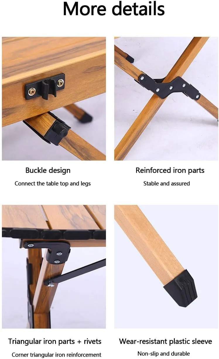 Folding Camping Table, Lightweight Roll-Up Egg Roll Table for 5-7 People, Aluminum Low Portable Picnic Table with Carry Bag for Outdoor, Picnic, BBQ, Backyards, Beach and Party