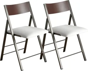 Folding Chairs with Cushion 2 Pack - Heavy Duty Steel Frame Foldable Dining Chairs, Waterproof Leather Indoor Outdoor Padded Chairs for Home, Conference Rooms,Weddings, Events (White)