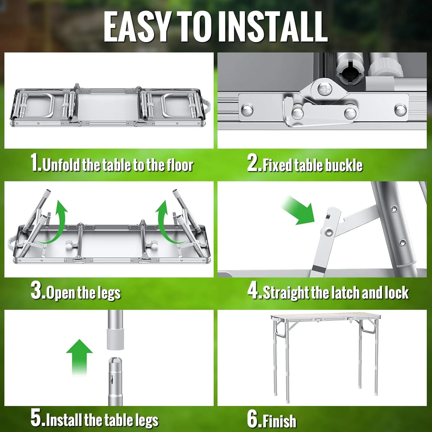 Folding Table for Camping, 3-Adjustable Height Lightweight Folding Picnic Table with Storage Bag, Portable Aluminum Outdoor Table for Outside, Camping, BBQ, 34.2" L x 15.7" W