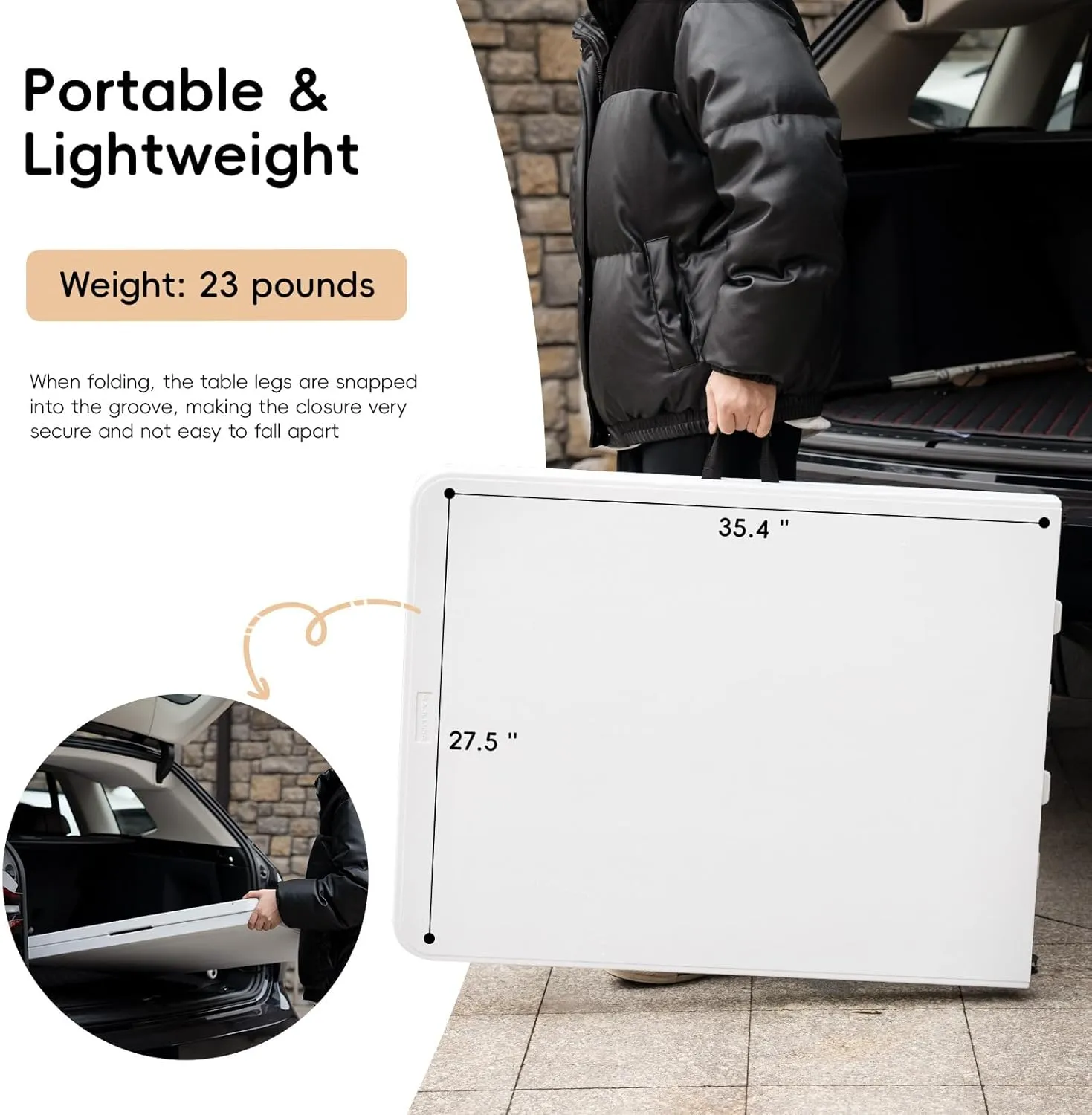 Folding Table HDPE 6FT Foldable Table Portable Banquet Surface Fold-in-Half Desk Utility for Working Meeting Parties, Picnic, Camping, Weddings, Catering, Garden Dining-White