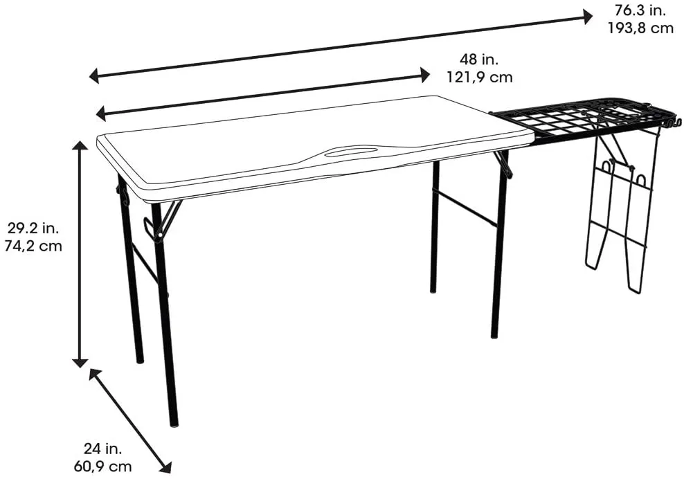 Folding Tailgate Camp Table with Grill Rack, White