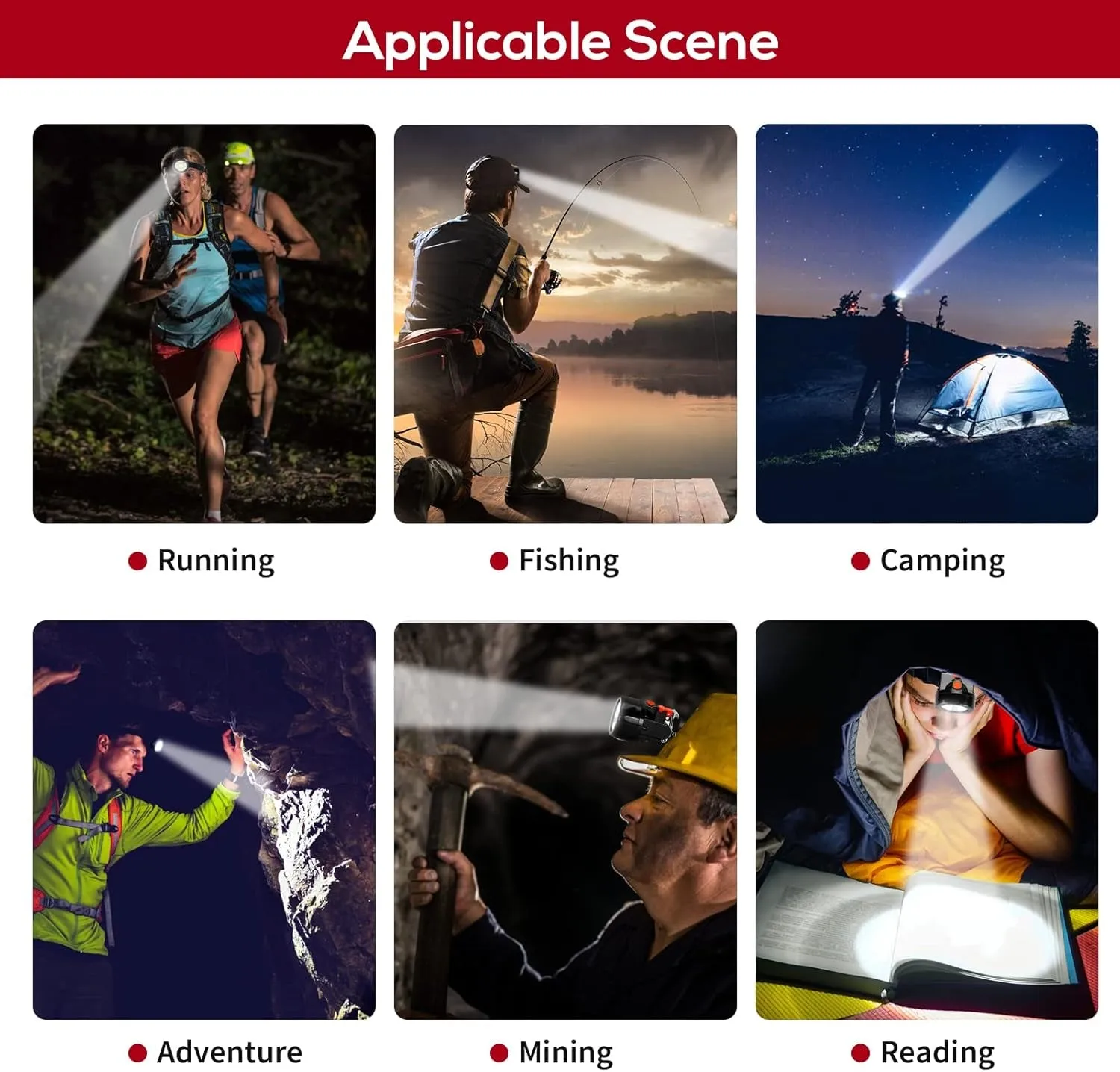 for Mining Mining Light Quick turnaround Flashlight Hunting Coal Rechargeable Proof Lights Headlamp Headlight Waterproof Fishing High-tech Camping Night (Red) Hunting Explosion Miners Coon