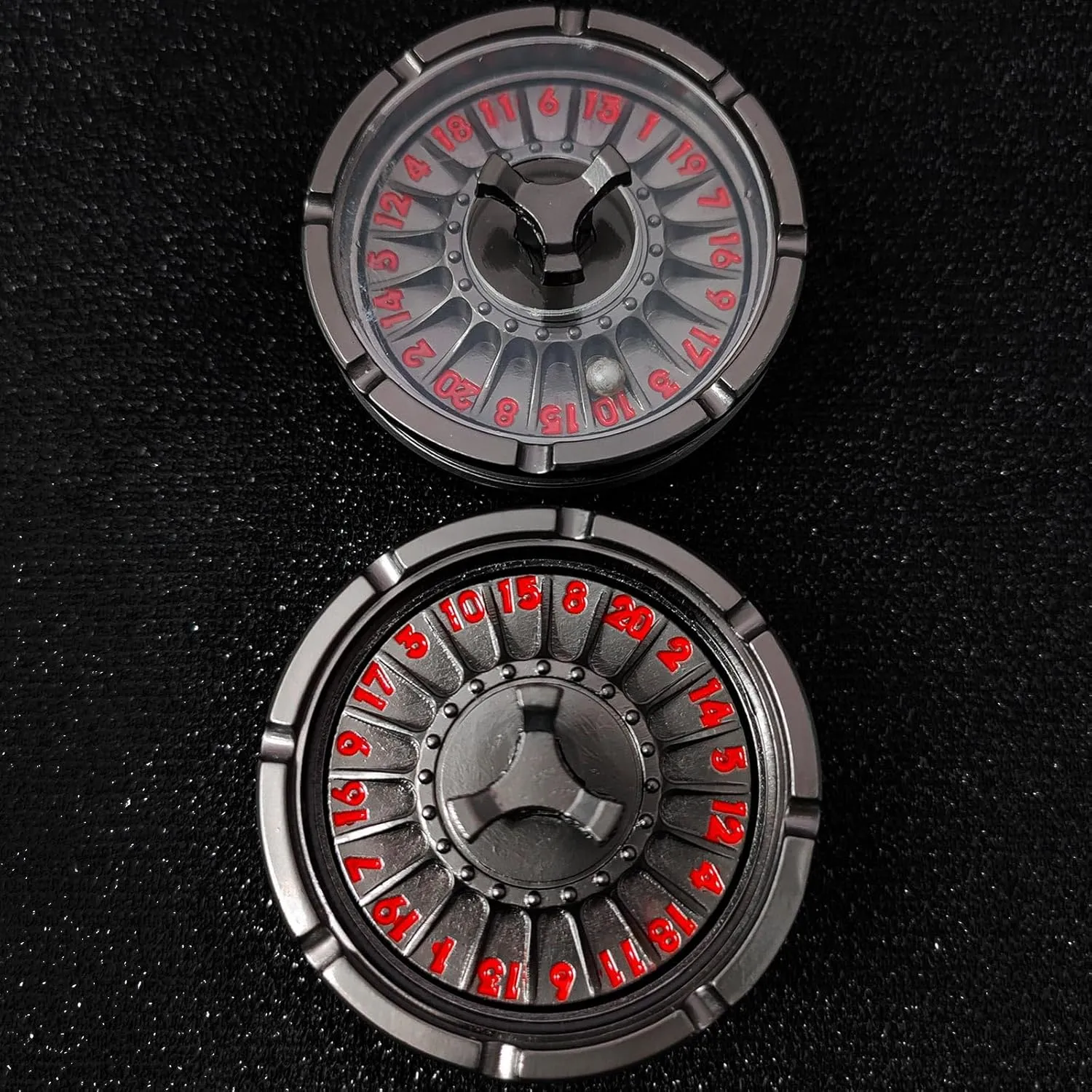 G20 Roulette Dice Spinner for DND Dice Set, 7-in-1 Dragon Metal D&D Dice with Gift Case for Dungeons and Dragon Game, RPG Role Playing Table Game Gifts (Black-red)