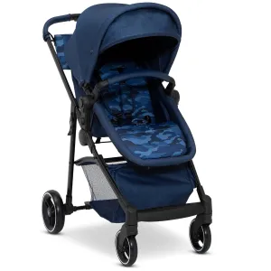 GAP babyGap 2-in-1 Carriage Stroller - Car Seat Compatible - Easy One-Handed Fold - Lightweight Stoller with Oversized Canopy & Reclining Seat - Made with Sustainable Materials, Navy Camo