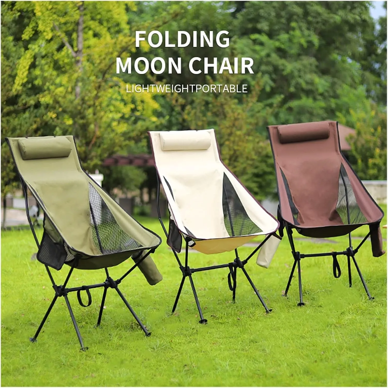 GaRcan Folding Chair Moon Chairs Outdoor Camping Folding Telescopic Stool Portable Fishing Hiking Picnic Chairs Seat Tools (Chair D)