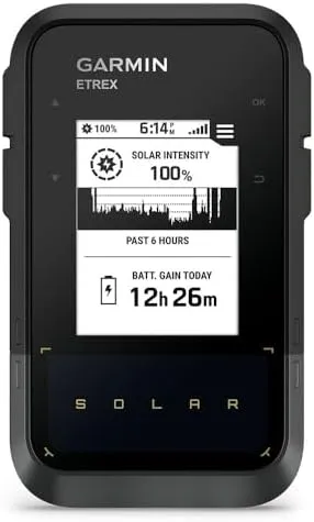 Garmin eTrex® Solar, GPS Handheld Navigator, Unlimited Battery Life, Water Resistant