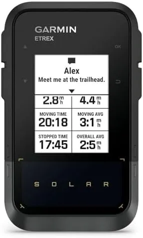 Garmin eTrex® Solar, GPS Handheld Navigator, Unlimited Battery Life, Water Resistant