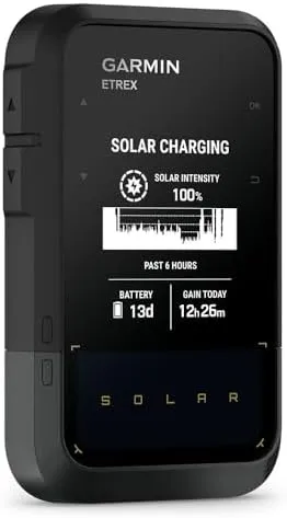 Garmin eTrex® Solar, GPS Handheld Navigator, Unlimited Battery Life, Water Resistant