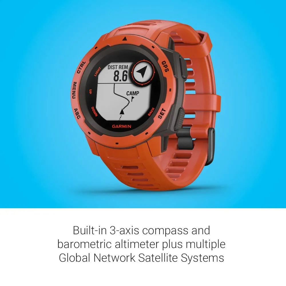 Garmin Instinct, Rugged Outdoor Watch with GPS, Features GLONASS and Galileo, Heart Rate Monitoring and 3-axis Compass