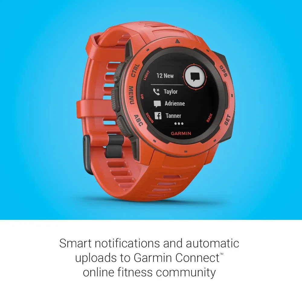 Garmin Instinct, Rugged Outdoor Watch with GPS, Features GLONASS and Galileo, Heart Rate Monitoring and 3-axis Compass