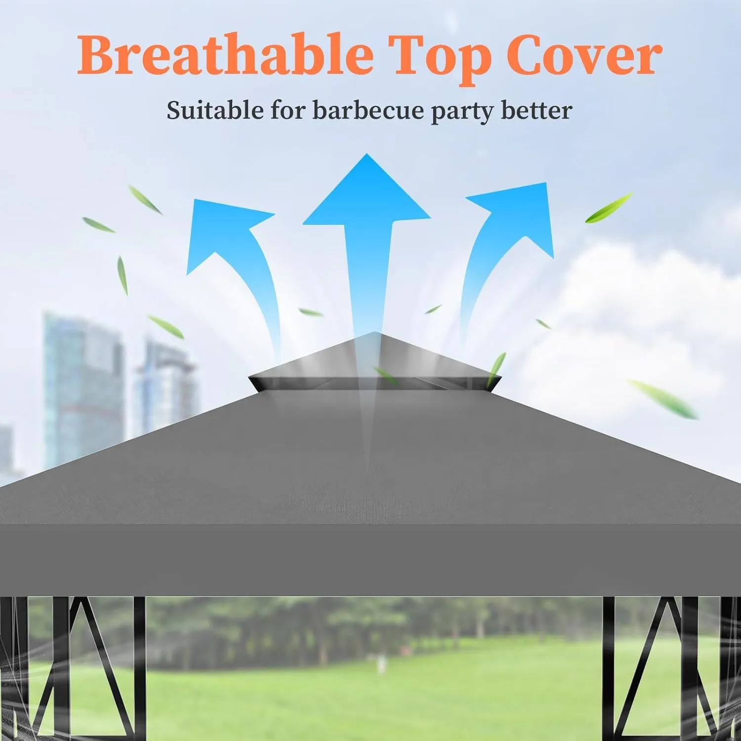Gazebo Canopy Replacement 10x10ft Outdoor Shelter for Smaller Top Double Tiered Canopy Cover (Darkgrey)