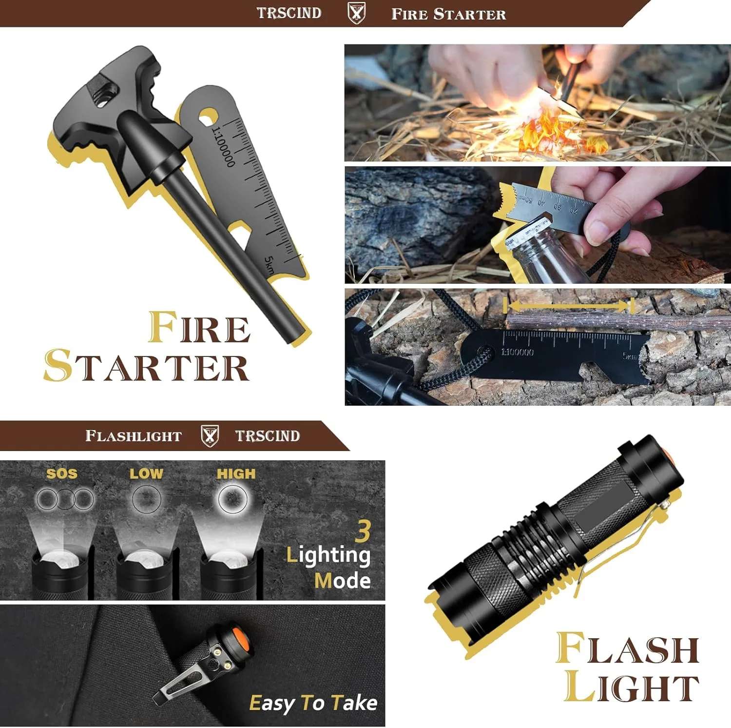 Gifts for Dad Men Husband Fathers Day, Survival Kit, Emergency Survival Gear and Equipment 14 in 1, Anniversary Birthday Gifts for Him Boyfriend, Hunting Fishing Camping Accessories, Cool Gadget