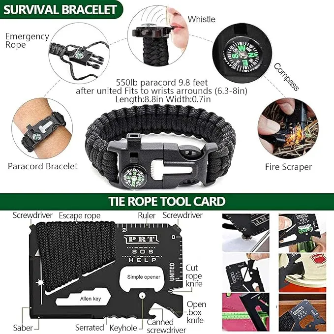 Gifts for Men Dad Husband Boyfriend Him, Survival Kits 33 in 1, Survival Gear and Equipment, Essentials Cool Gadgets for Camping Hiking Hunting Outdoor Adventure, Cool Birthday Ideas