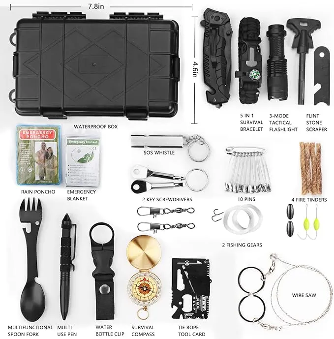 Gifts for Men Dad Husband Boyfriend Him, Survival Kits 33 in 1, Survival Gear and Equipment, Essentials Cool Gadgets for Camping Hiking Hunting Outdoor Adventure, Cool Birthday Ideas
