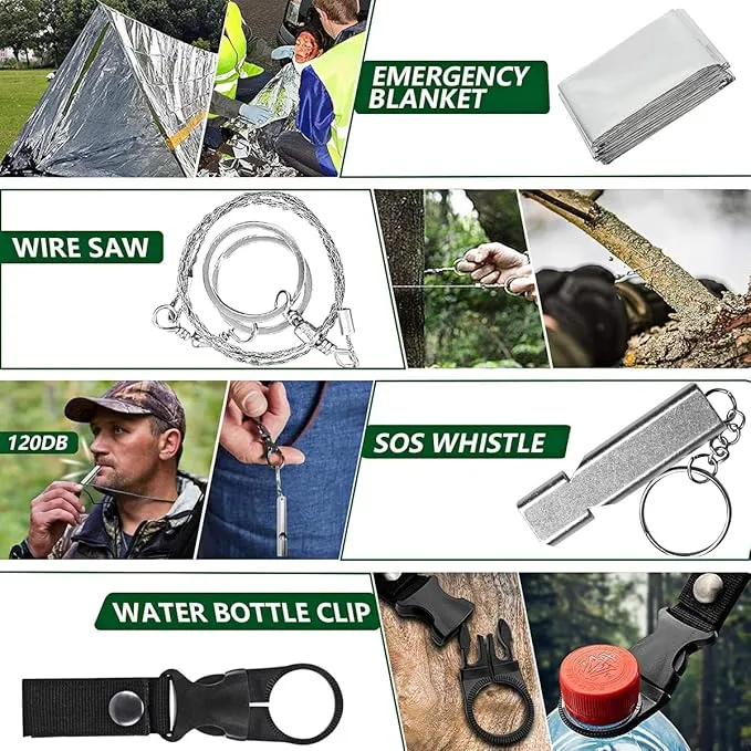 Gifts for Men Dad Husband Boyfriend Him, Survival Kits 33 in 1, Survival Gear and Equipment, Essentials Cool Gadgets for Camping Hiking Hunting Outdoor Adventure, Cool Birthday Ideas