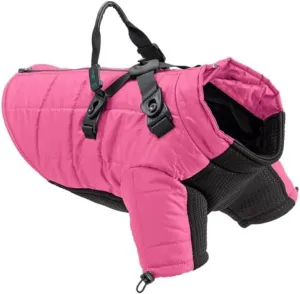 Gooby Alpine Explorer - Raspberry Rose, Small - Waterproof Jacket with Cross Lock Converter for Small Dog and Medium Dog