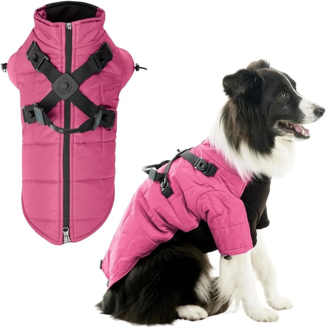 Gooby Alpine Explorer - Raspberry Rose, Small - Waterproof Jacket with Cross Lock Converter for Small Dog and Medium Dog