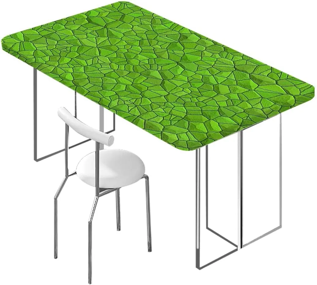 Green Rectangle Table Cloth Cover, Alligator Skin Pattern Luxury Lifestyle Waterproof Tablecloths for Picnic, Camping, Indoor, Outdoor Abstract Fits up 4 Foot Tables