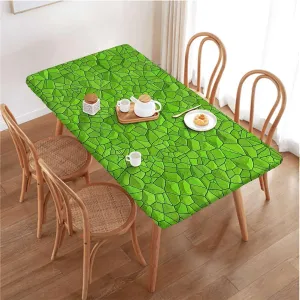 Green Rectangle Table Cloth Cover, Alligator Skin Pattern Luxury Lifestyle Waterproof Tablecloths for Picnic, Camping, Indoor, Outdoor Abstract Fits up 4 Foot Tables