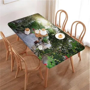 Green Red Elastic Tablecloth Ornamental Plants Garden Indoor or Outdoor Fitted Table Covers for Banquet Tables Country Flower Arches Fits up 4 Foot Tables