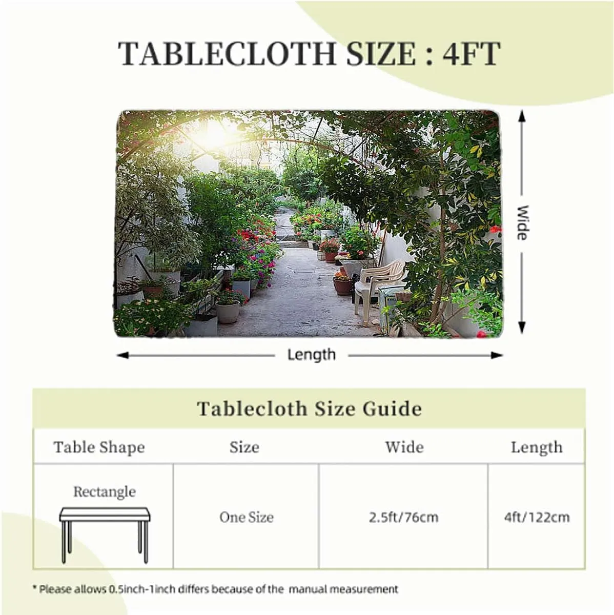 Green Red Elastic Tablecloth Ornamental Plants Garden Indoor or Outdoor Fitted Table Covers for Banquet Tables Country Flower Arches Fits up 4 Foot Tables
