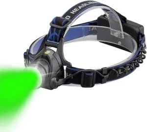 Greenlight LED Headlamp, 1800 Lumens Zoomable Hunting LED Head lamp Flashlight, Hands-Free Headlight Torch Lamp for Hunting Hiking Camping Fishing Reading Running