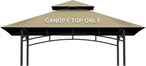 Grill Gazebo Replacement Canopy Top Only - 5' x 8' Outdoor BBQ Gazebo Canopy Roof, Waterproof Double Tiered Shelter Cover Fit for Model L-GG001PST-F