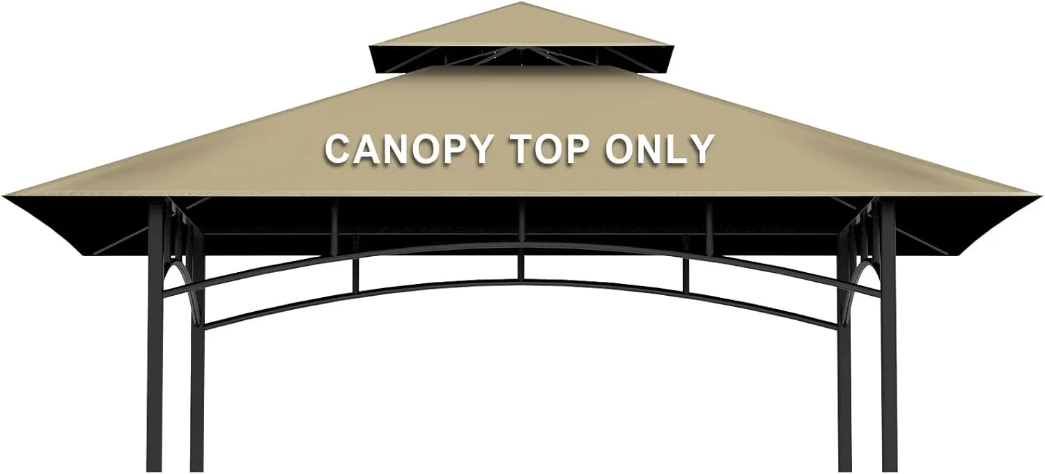 Grill Gazebo Replacement Canopy Top Only - 5' x 8' Outdoor BBQ Gazebo Canopy Roof, Waterproof Double Tiered Shelter Cover Fit for Model L-GG001PST-F