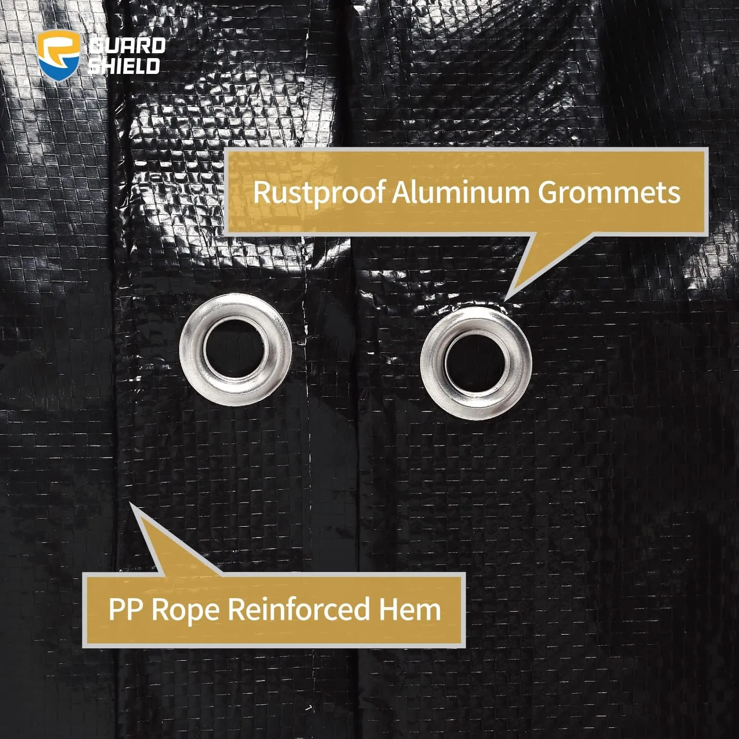 GUARD SHIELD Black Tarp Waterproof 12x12 Feet Medium Duty All Purpose Poly Tarps Cover 7mil