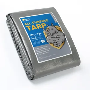 GUARD SHIELD Heavy Duty Tarp 10x12 Feet Silver/Black Multi Purpose Thick Waterproof Poly Tarp Cover 10mil